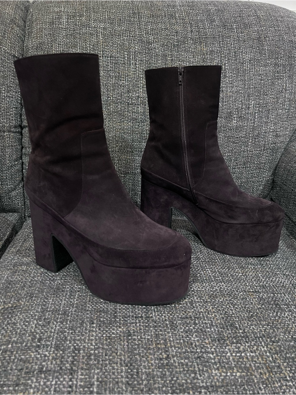 Dries Van Noten genuine suede brown platform boots 38 1/2